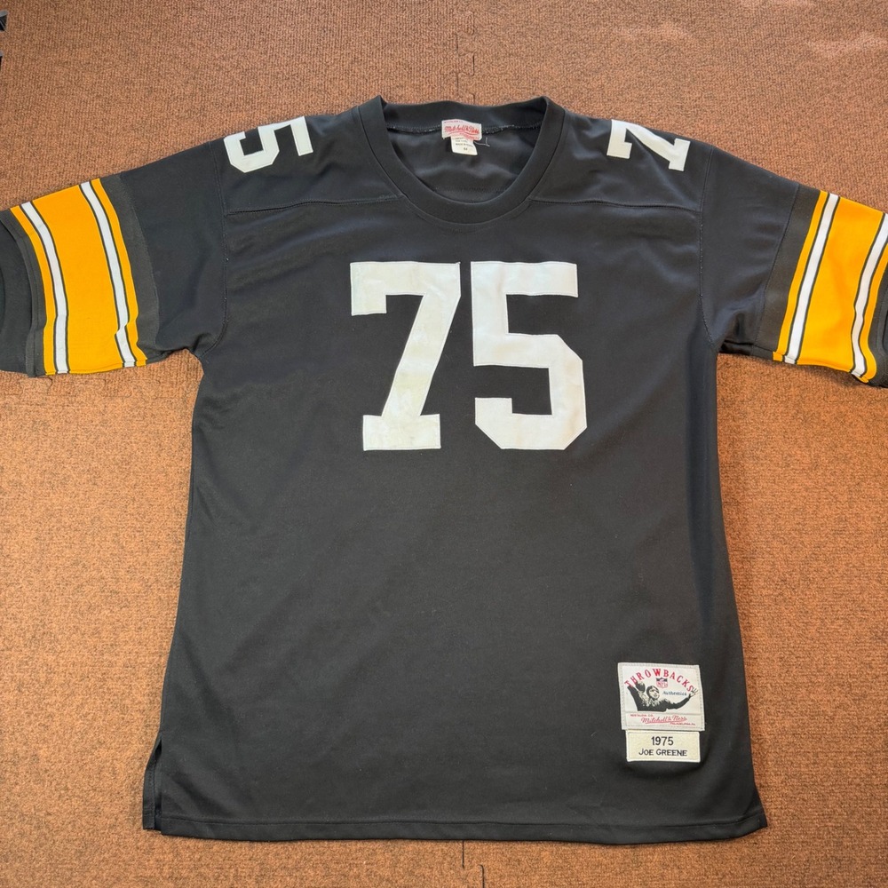 Mitchell & Ness Joe Greene Steelers Jersey Mens 54 1975 Throwback Black #75 NFL